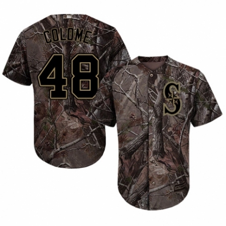 Men's Majestic Seattle Mariners #48 Alex Colome Authentic Camo Realtree Collection Flex Base MLB Jersey