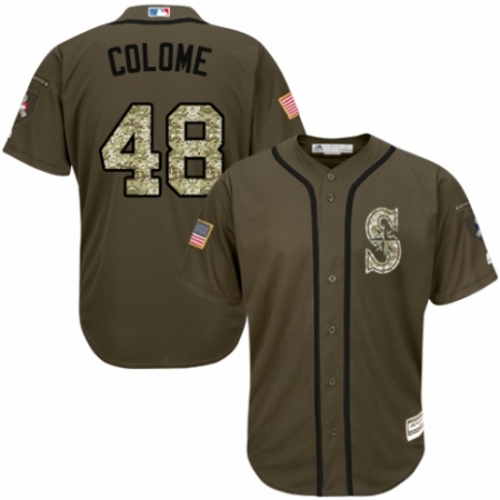 Men's Majestic Seattle Mariners #48 Alex Colome Authentic Green Salute to Service MLB Jersey