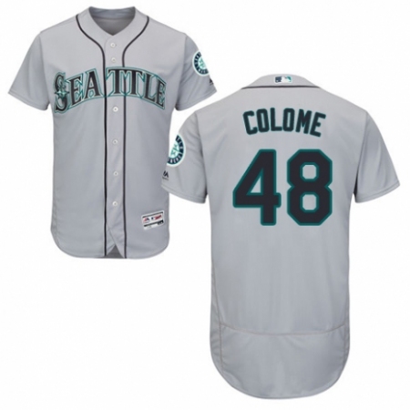 Men's Majestic Seattle Mariners #48 Alex Colome Grey Road Flex Base Authentic Collection MLB Jersey