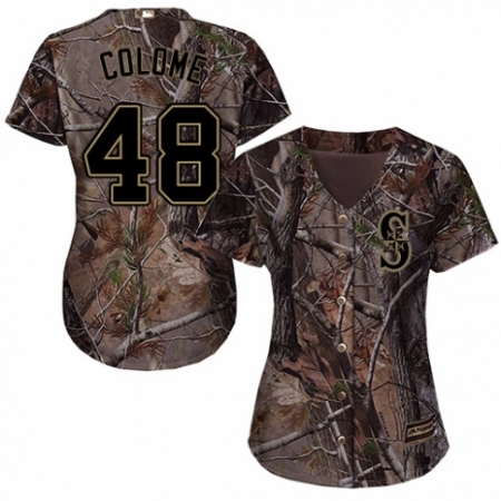 Women's Majestic Seattle Mariners #48 Alex Colome Authentic Camo Realtree Collection Flex Base MLB Jersey