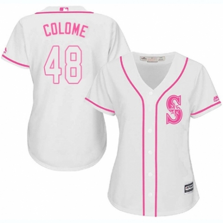 Women's Majestic Seattle Mariners #48 Alex Colome Authentic White Fashion Cool Base MLB Jersey