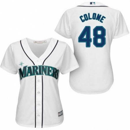 Women's Majestic Seattle Mariners #48 Alex Colome Authentic White Home Cool Base MLB Jersey