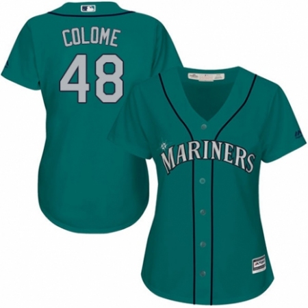 Women's Majestic Seattle Mariners #48 Alex Colome Replica Teal Green Alternate Cool Base MLB Jersey
