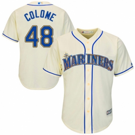 Youth Majestic Seattle Mariners #48 Alex Colome Authentic Cream Alternate Cool Base MLB Jersey