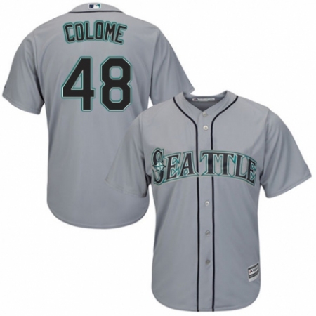 Youth Majestic Seattle Mariners #48 Alex Colome Authentic Grey Road Cool Base MLB Jersey