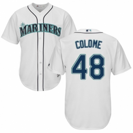 Youth Majestic Seattle Mariners #48 Alex Colome Authentic White Home Cool Base MLB Jersey