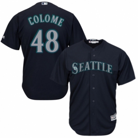 Youth Majestic Seattle Mariners #48 Alex Colome Replica Navy Blue Alternate 2 Cool Base MLB Jersey