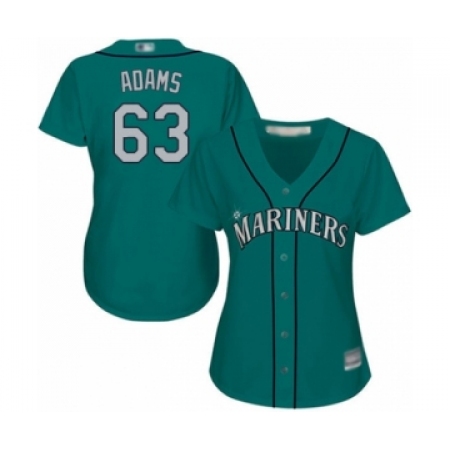 Women's Seattle Mariners #63 Austin Adams Authentic Teal Green Alternate Cool Base Baseball Player Jersey