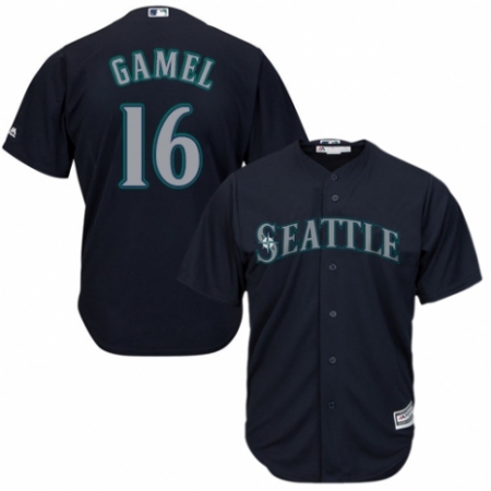 Youth Majestic Seattle Mariners #16 Ben Gamel Authentic Navy Blue Alternate 2 Cool Base MLB Jersey