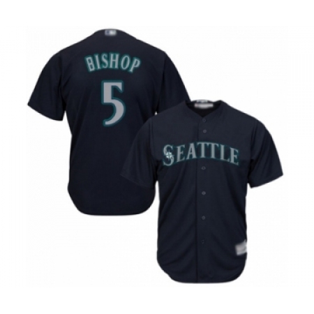 Youth Seattle Mariners #5 Braden Bishop Authentic Navy Blue Alternate 2 Cool Base Baseball Player Jersey