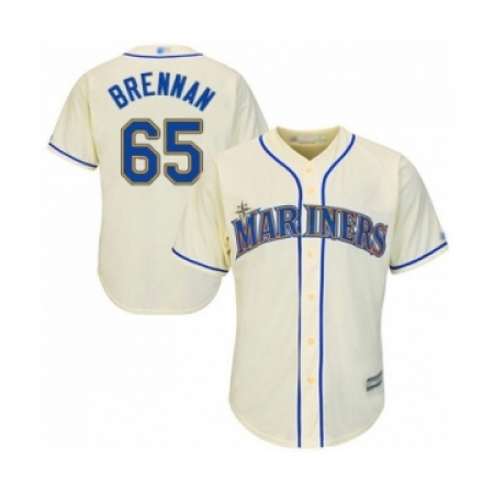 Youth Seattle Mariners #65 Brandon Brennan Authentic Cream Alternate Cool Base Baseball Player Jersey
