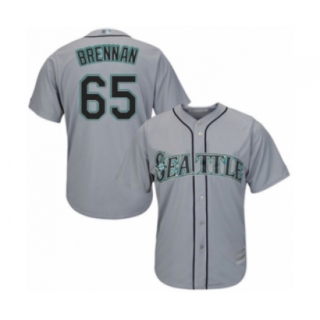 Youth Seattle Mariners #65 Brandon Brennan Authentic Grey Road Cool Base Baseball Player Jersey