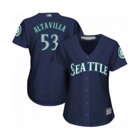 Women's Seattle Mariners #53 Dan Altavilla Authentic Navy Blue Alternate 2 Cool Base Baseball Player Jersey