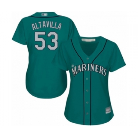 Women's Seattle Mariners #53 Dan Altavilla Authentic Teal Green Alternate Cool Base Baseball Player Jersey