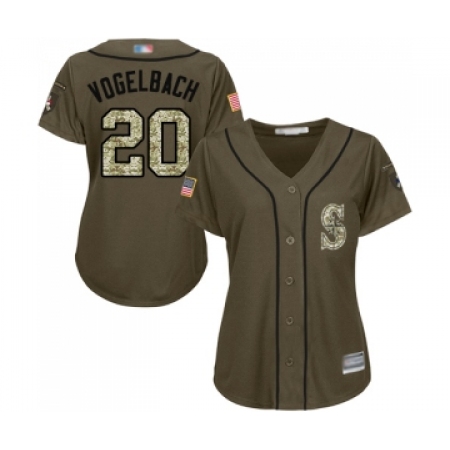 Women's Seattle Mariners #20 Dan Vogelbach Authentic Green Salute to Service Baseball Jersey