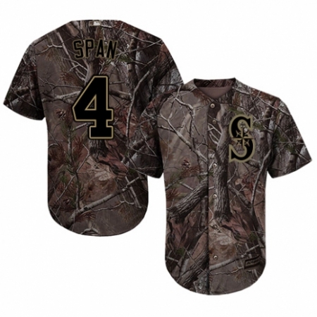 Men's Majestic Seattle Mariners #4 Denard Span Authentic Camo Realtree Collection Flex Base MLB Jersey