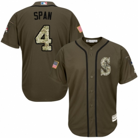 Men's Majestic Seattle Mariners #4 Denard Span Authentic Green Salute to Service MLB Jersey