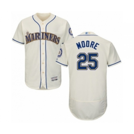 Men's Seattle Mariners #25 Dylan Moore Cream Alternate Flex Base Authentic Collection Baseball Player Jersey