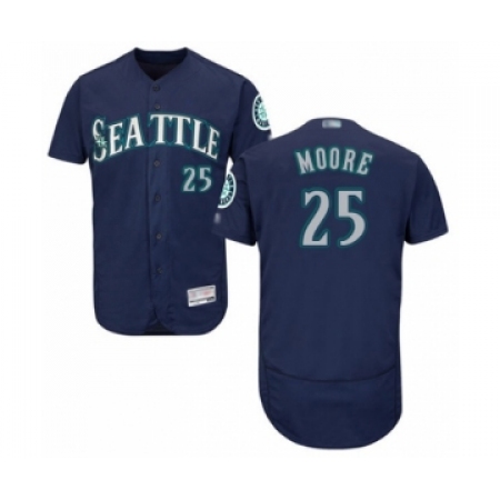 Men's Seattle Mariners #25 Dylan Moore Navy Blue Alternate Flex Base Authentic Collection Baseball Player Jersey