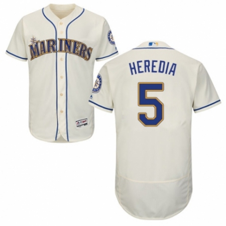 Men's Majestic Seattle Mariners #5 Guillermo Heredia Cream Alternate Flex Base Authentic Collection MLB Jersey