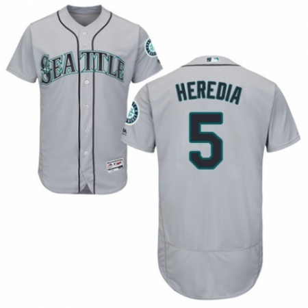 Men's Majestic Seattle Mariners #5 Guillermo Heredia Grey Road Flex Base Authentic Collection MLB Jersey