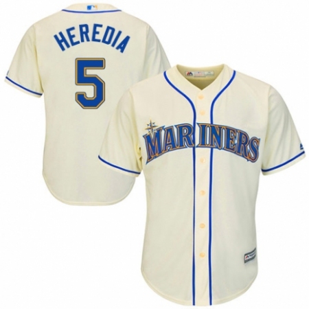 Men's Majestic Seattle Mariners #5 Guillermo Heredia Replica Cream Alternate Cool Base MLB Jersey