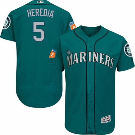 Men's Majestic Seattle Mariners #5 Guillermo Heredia Teal Green Alternate Flex Base Authentic Collection MLB Jersey