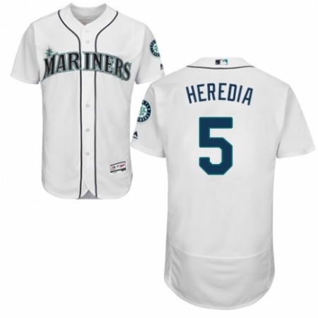 Men's Majestic Seattle Mariners #5 Guillermo Heredia White Home Flex Base Authentic Collection MLB Jersey