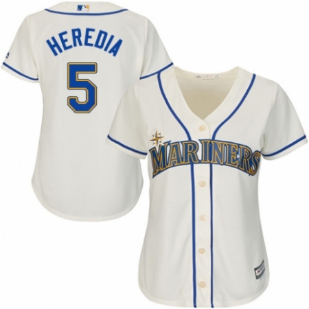 Women's Majestic Seattle Mariners #5 Guillermo Heredia Authentic Cream Alternate Cool Base MLB Jersey