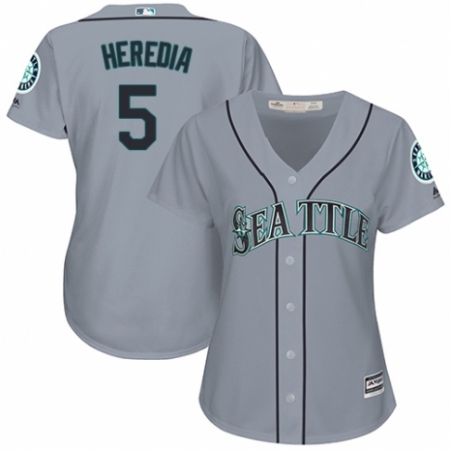 Women's Majestic Seattle Mariners #5 Guillermo Heredia Authentic Grey Road Cool Base MLB Jersey