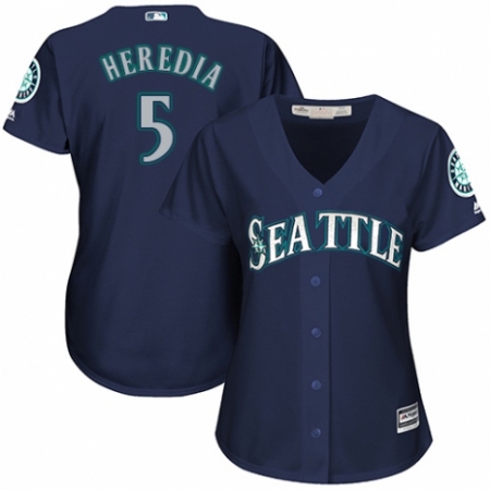 Women's Majestic Seattle Mariners #5 Guillermo Heredia Authentic Navy Blue Alternate 2 Cool Base MLB Jersey