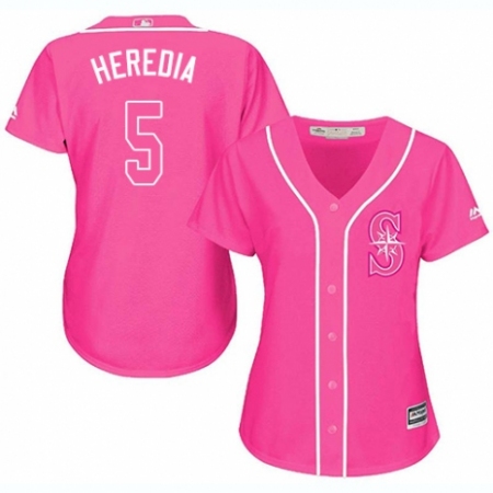 Women's Majestic Seattle Mariners #5 Guillermo Heredia Authentic Pink Fashion Cool Base MLB Jersey