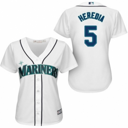 Women's Majestic Seattle Mariners #5 Guillermo Heredia Authentic White Home Cool Base MLB Jersey