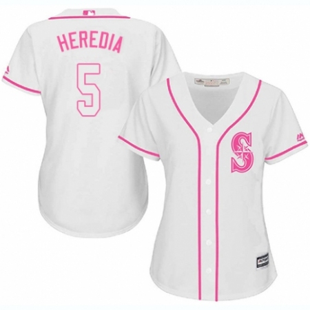 Women's Majestic Seattle Mariners #5 Guillermo Heredia Replica White Fashion Cool Base MLB Jersey
