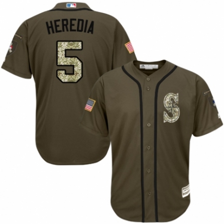 Youth Majestic Seattle Mariners #5 Guillermo Heredia Authentic Green Salute to Service MLB Jersey