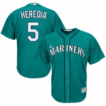 Youth Majestic Seattle Mariners #5 Guillermo Heredia Authentic Teal Green Alternate Cool Base MLB Jersey