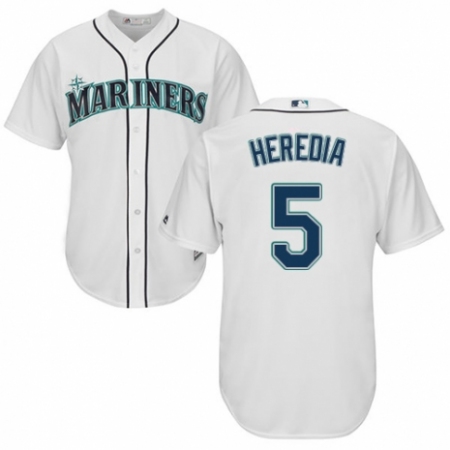 Youth Majestic Seattle Mariners #5 Guillermo Heredia Authentic White Home Cool Base MLB Jersey