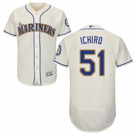 Men's Majestic Seattle Mariners #51 Ichiro Suzuki Cream Alternate Flex Base Authentic Collection MLB Jersey