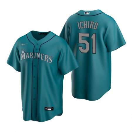 Men's Nike Seattle Mariners #51 Ichiro Suzuki Aqua Alternate Stitched Baseball Jersey