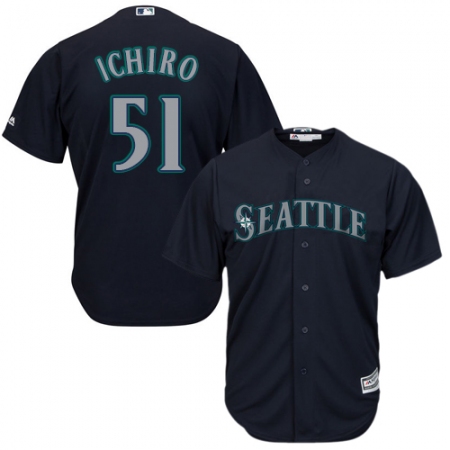 Youth Majestic Seattle Mariners #51 Ichiro Suzuki Authentic Navy Blue Alternate 2 Cool Base MLB Jersey