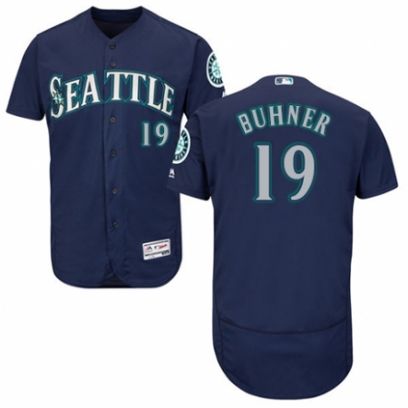 Men's Majestic Seattle Mariners #19 Jay Buhner Navy Blue Alternate Flex Base Authentic Collection MLB Jersey