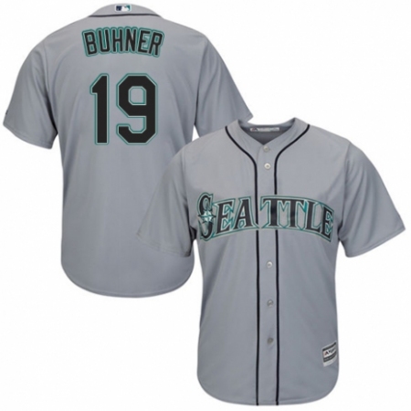 Men's Majestic Seattle Mariners #19 Jay Buhner Replica Grey Road Cool Base MLB Jersey