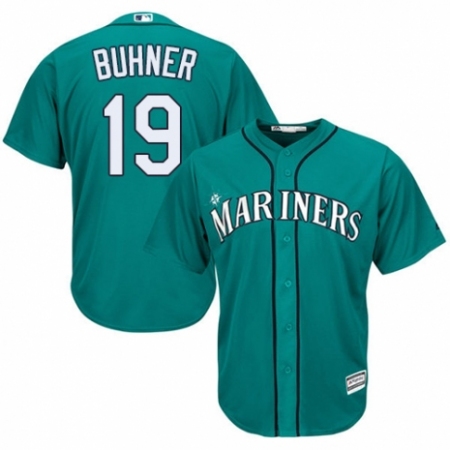 Men's Majestic Seattle Mariners #19 Jay Buhner Replica Teal Green Alternate Cool Base MLB Jersey