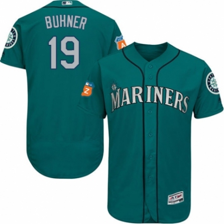 Men's Majestic Seattle Mariners #19 Jay Buhner Teal Green Alternate Flex Base Authentic Collection MLB Jersey