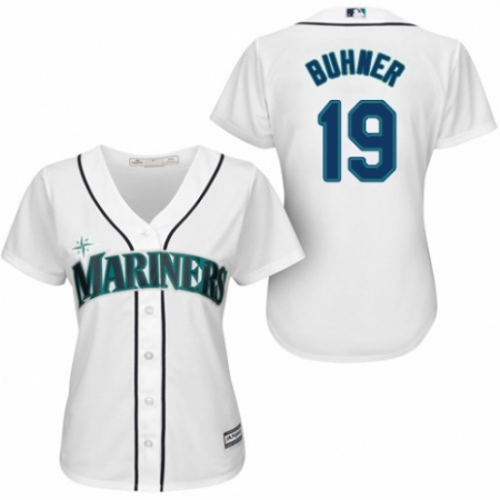 Women's Majestic Seattle Mariners #19 Jay Buhner Authentic White Home Cool Base MLB Jersey
