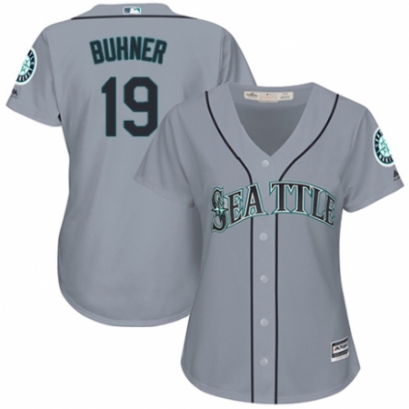 Women's Majestic Seattle Mariners #19 Jay Buhner Replica Grey Road Cool Base MLB Jersey