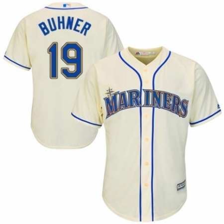 Youth Majestic Seattle Mariners #19 Jay Buhner Authentic Cream Alternate Cool Base MLB Jersey