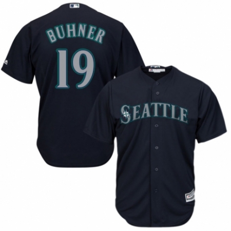 Youth Majestic Seattle Mariners #19 Jay Buhner Authentic Navy Blue Alternate 2 Cool Base MLB Jersey