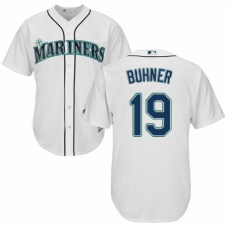 Youth Majestic Seattle Mariners #19 Jay Buhner Authentic White Home Cool Base MLB Jersey
