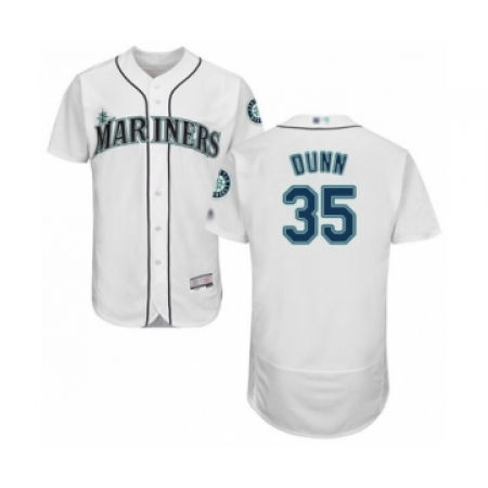 Men's Seattle Mariners #35 Justin Dunn White Home Flex Base Authentic Collection Baseball Player Jersey